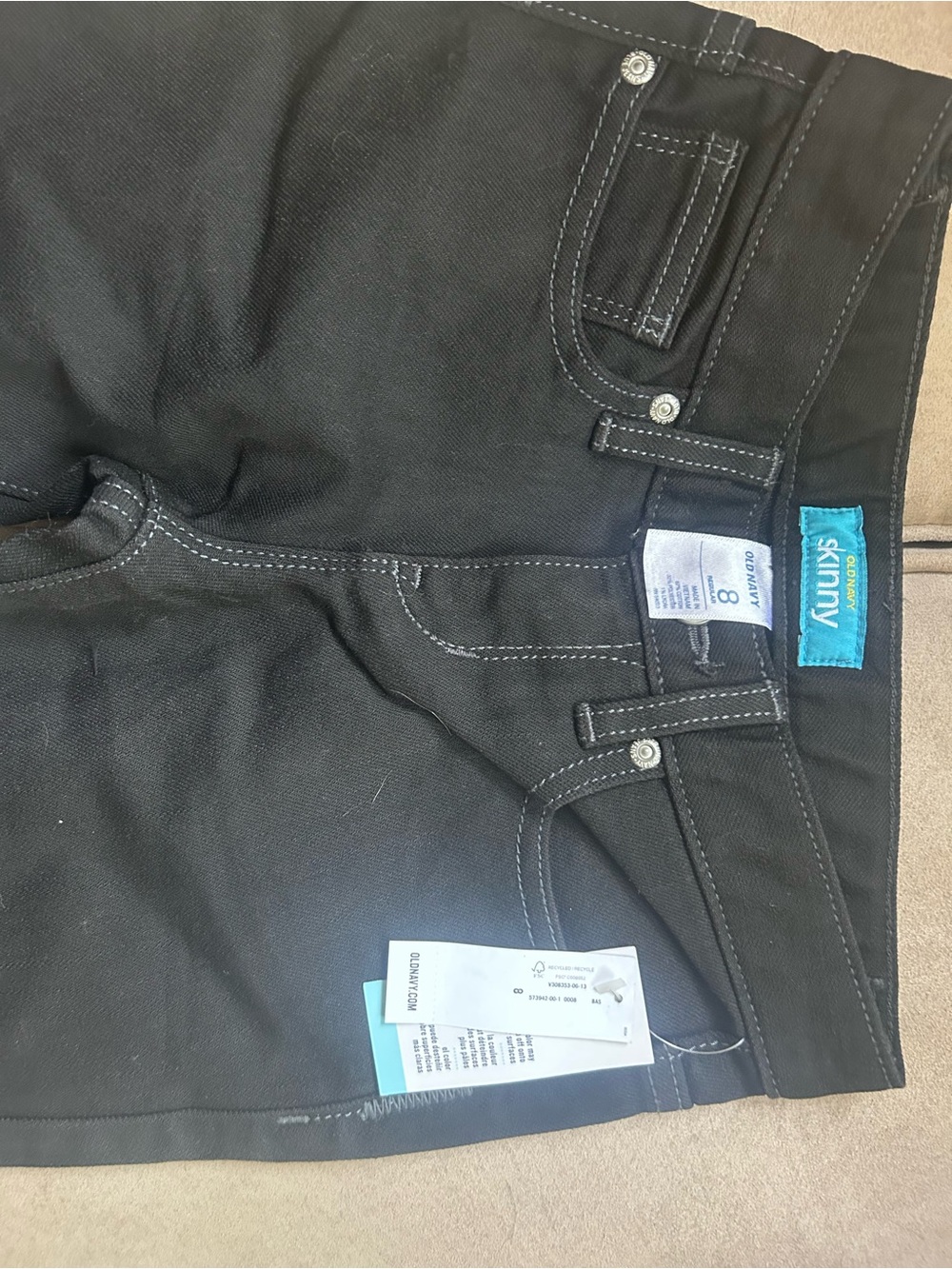 Skin Black Boy’s Slim Straight Jeans with White Stitching NWT